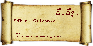 Sári Szironka névjegykártya